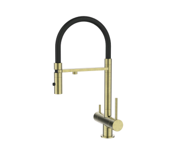 BRUSHED GOLD/ BLACK KITCHEN MIXER 3-WAY