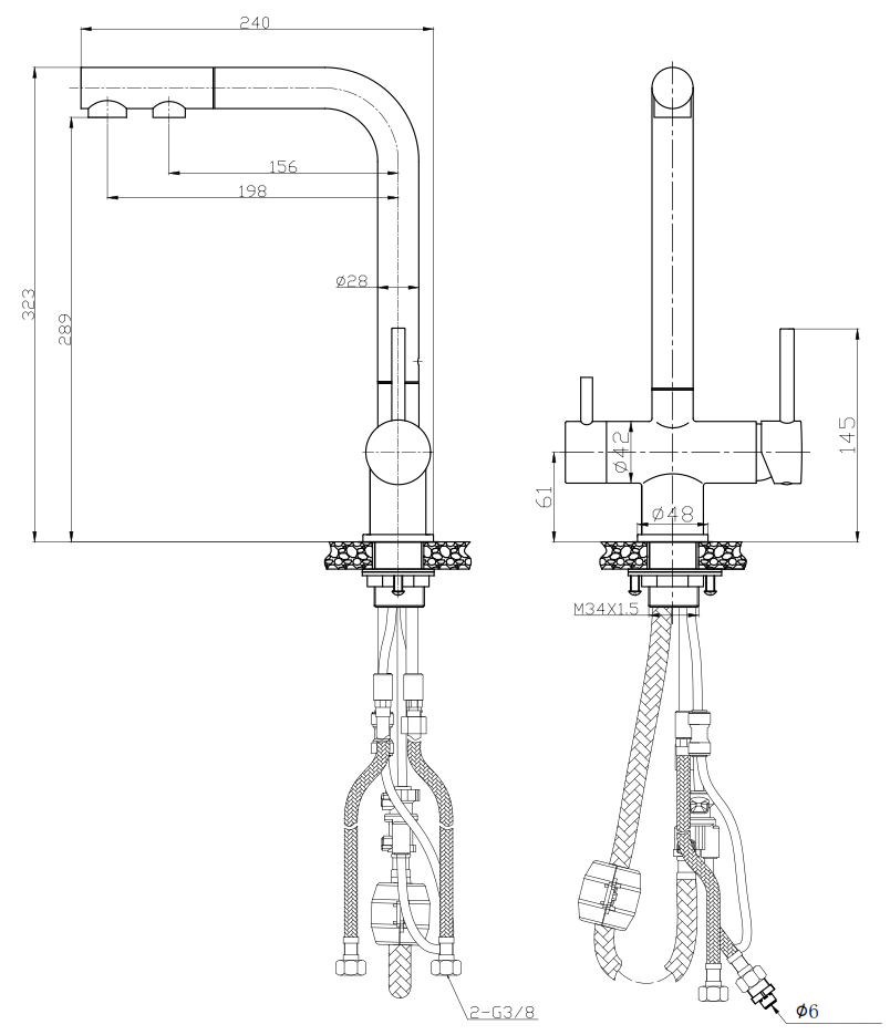 BLACK KITCHEN MIXER 3-WAY