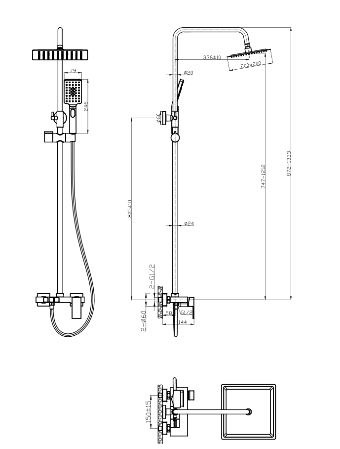 SINGLE LEVER SHOWER COLUMN