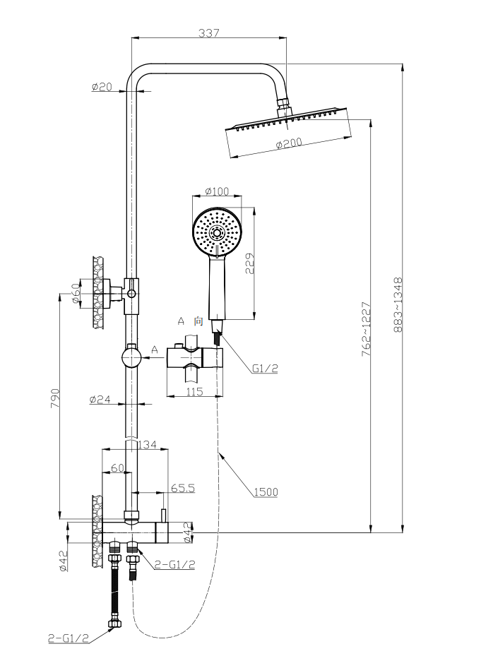 SINGLE LEVER SHOWER COLUMN