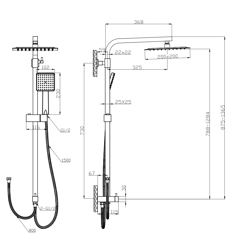 SINGLE LEVER SHOWER COLUMN