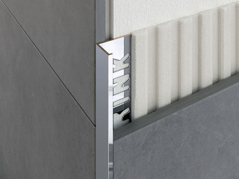 ALUMINIUM SILVER SHINE L-SHAPED CORNER PROFILE 10MM