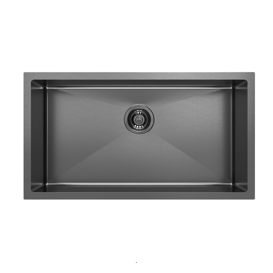 BRUSHED GUNMETAL BLACK UNDERMOUNT KITCHEN SINK 78x43x22CM