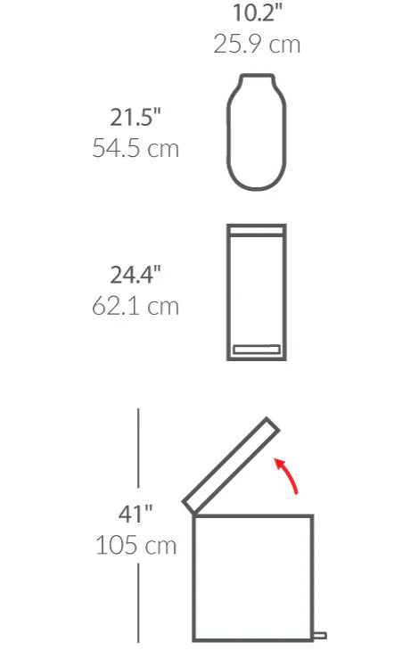 45L Slim Pedal Bin Brushed Stainless Steel