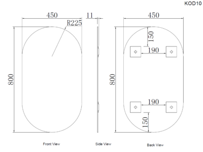 FRAMELESS MIRROR 45x80CM