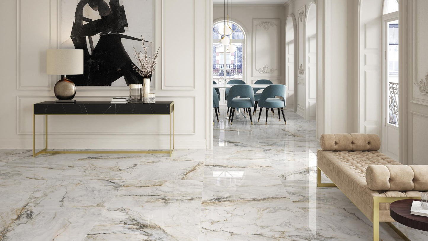 CALACATTA GOLD & GREY 30X60 POLISHED PORCELAIN RECTIFIED(OFFER TILES)