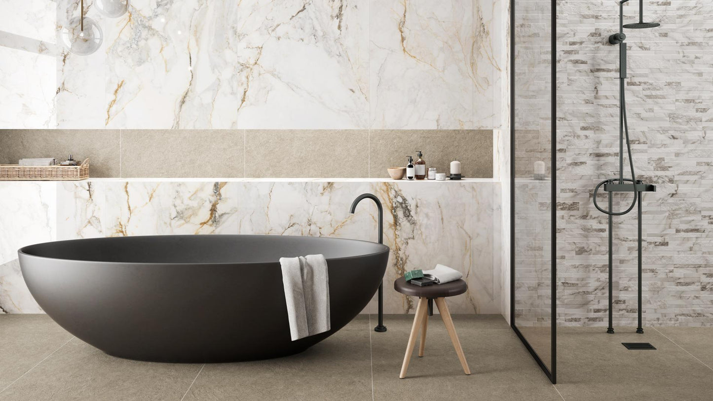 CALACATTA GOLD & GREY 30X60 POLISHED PORCELAIN RECTIFIED(OFFER TILES)