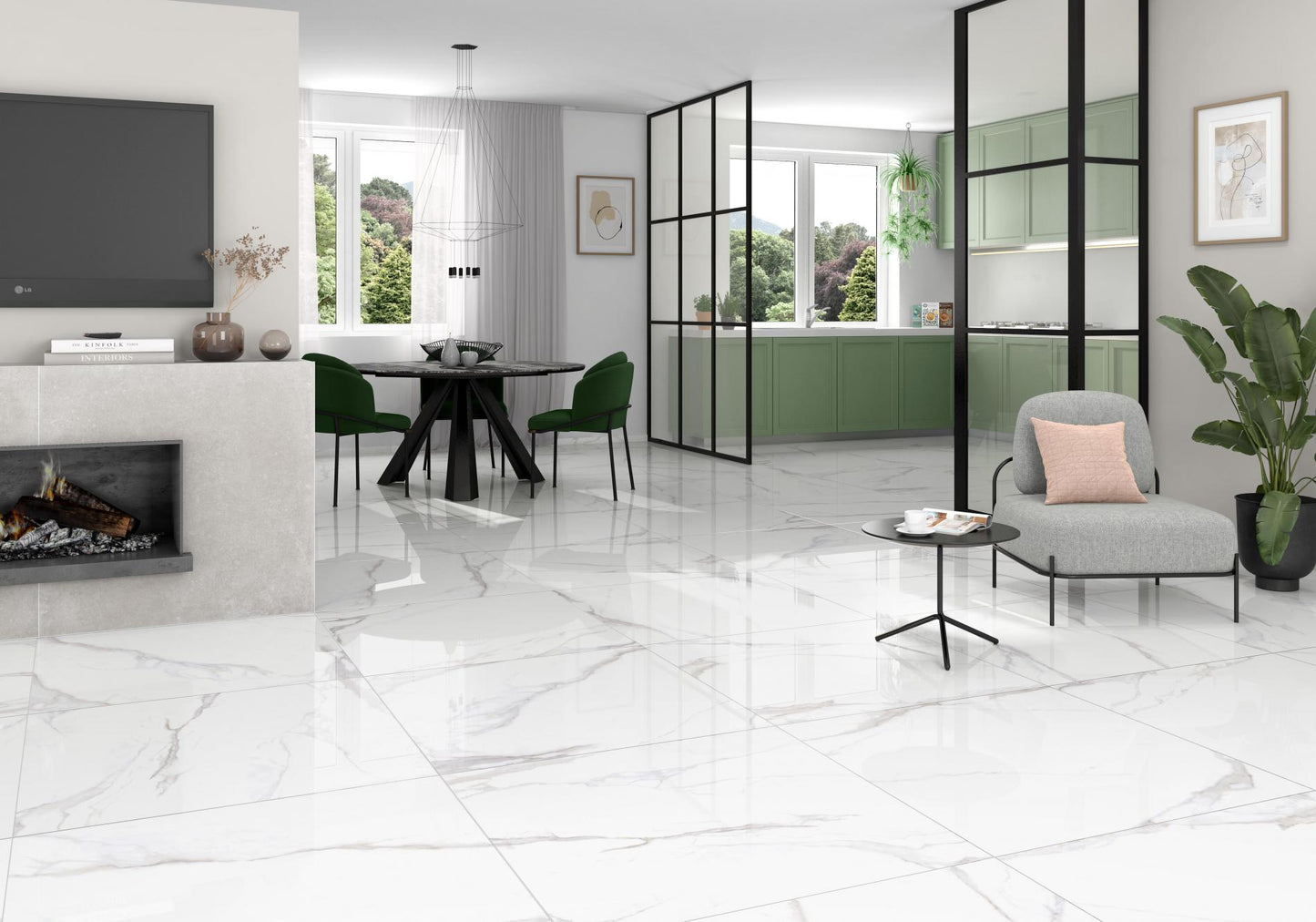 CALACATTA BLANCO PORCELAIN RECTIFIED SHINY 60X120 (OFFER TILES)