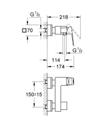 GROHE EUROCUBE SINGLE-LEVER SHOWER MIXER 1/2″