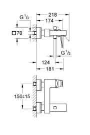 GROHE EUROCUBE SINGLE-LEVER BATH MIXER 1/2″