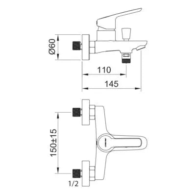 PANAM EVO ELEGANCE BATH/SHOWER MIXER