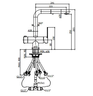 RINGO 3-WAY SINK MIXER WITH PULL OUT SPRAY BLACK MATT