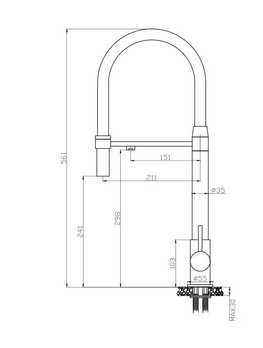 EXTRACTABLE KITCHEN MIXER 3-WAY