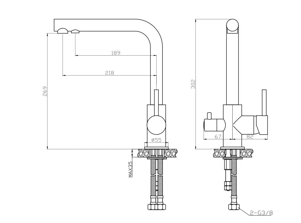 KITCHEN MIXER 3-WAY CHROME