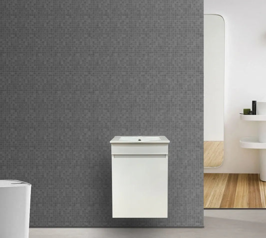 WHITE WALL HUNG CABINET WITH BASIN 410×410x540MM