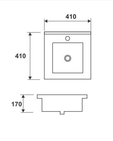 WHITE WALL HUNG CABINET WITH BASIN 410×410x540MM