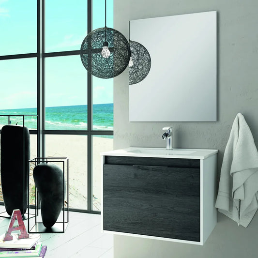 VALENCIA EBONY WALL HUNG CABINET&BASIN 61X46X45cm