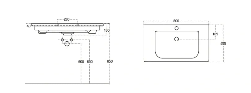 INSTINCT 80 WHITE BASE UNIT&BASIN 80X46X60cm