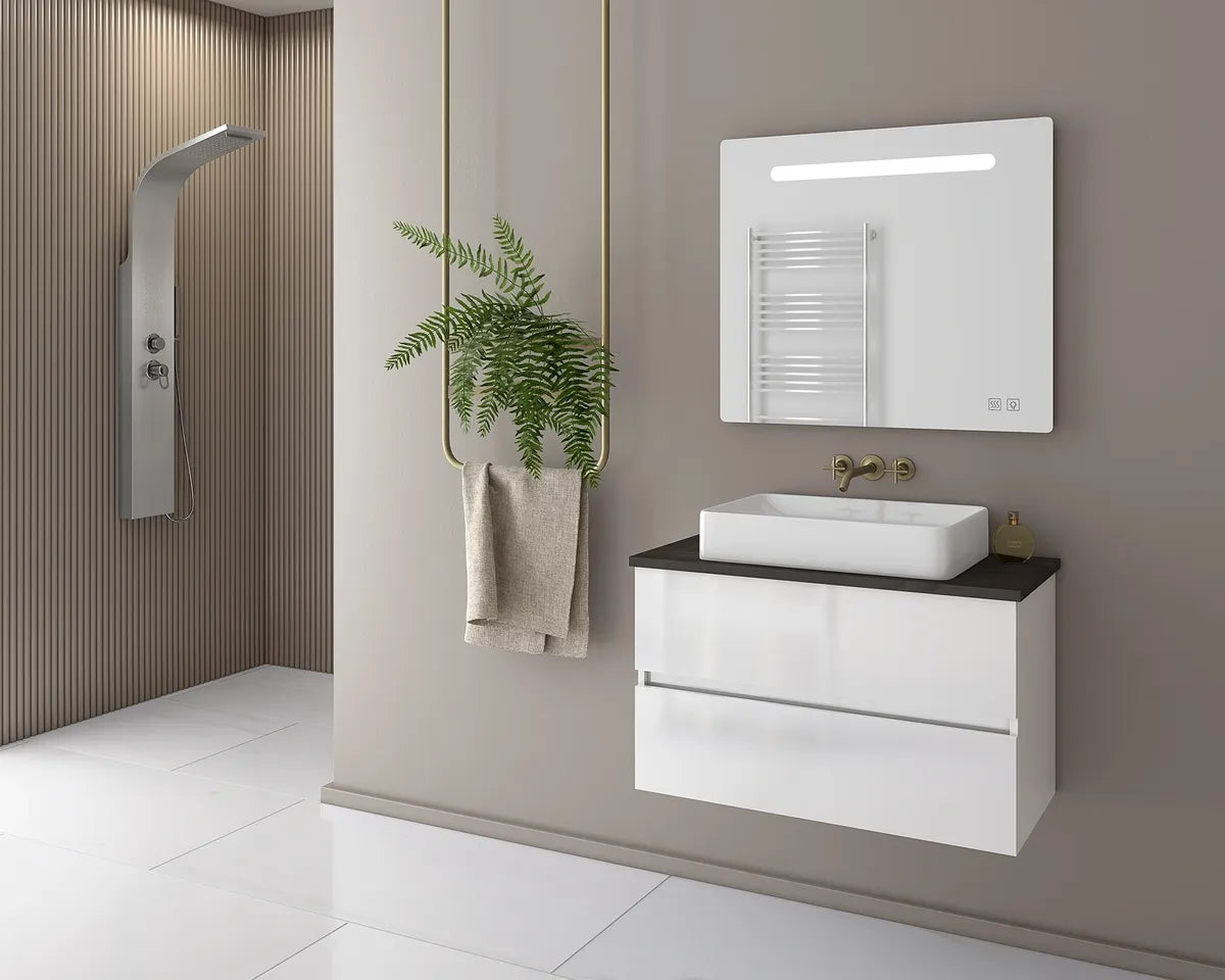 LUXUS 80 WHITE BASE UNIT&WHITE COUNTERTOP 82X41X50cm