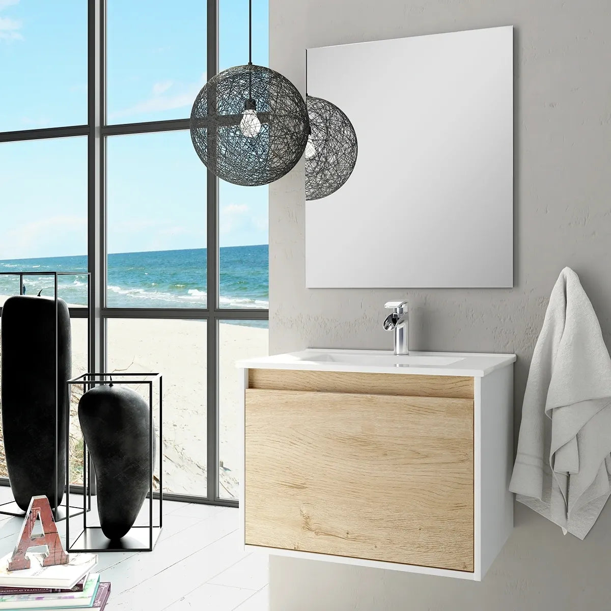 VALENCIA BAMBU WALL HUNG CABINET&BASIN 61X46X45cm