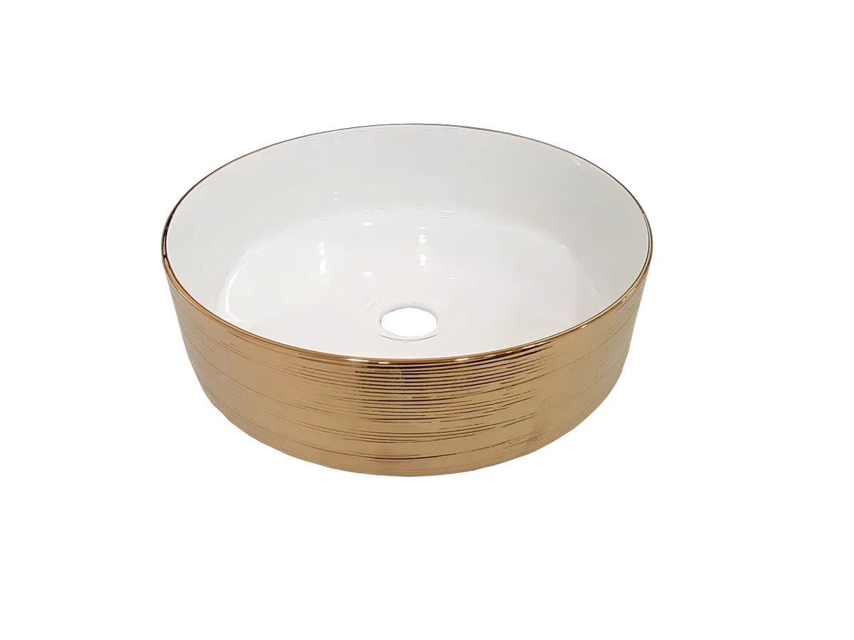 LULA ROUND WHITE/GOLD ART BASIN ᴓ360x120MM