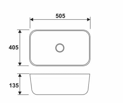 LEA MARBLE BLACK MATTE ART BASIN 505x405x135MM