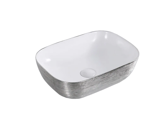 LEA WHITE/SILVER ART BASIN 505x405x135MM