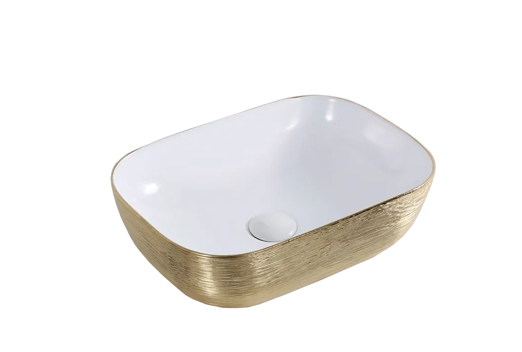 LEA WHITE/GOLD ART BASIN 505x405x135MM