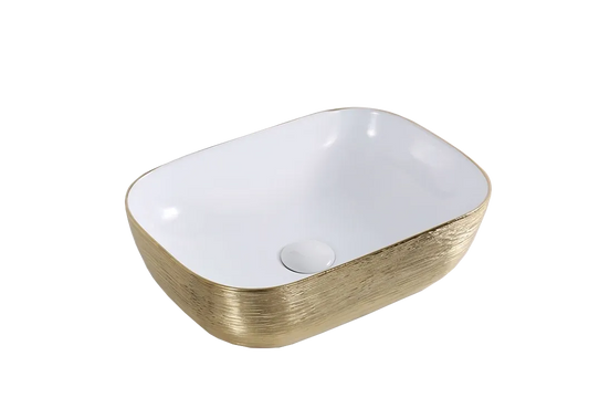 LEA WHITE/GOLD ART BASIN 505x405x135MM