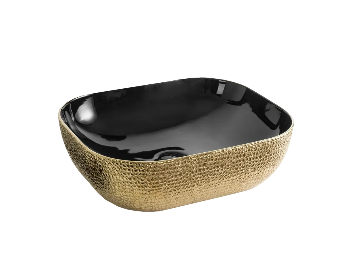 LEA BLACK/GOLD ART BASIN 505x405x135MM