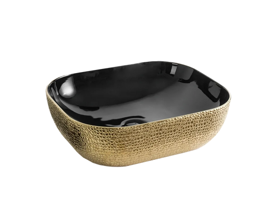 LEA BLACK/GOLD ART BASIN 505x405x135MM