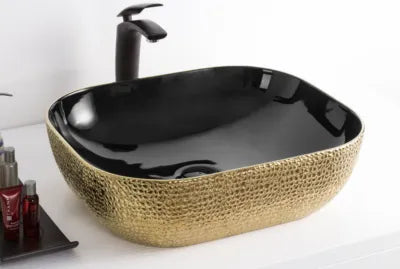 LEA BLACK/GOLD ART BASIN 505x405x135MM