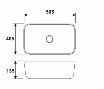 LEA BLACK MATTE ART BASIN 505x405x135MM