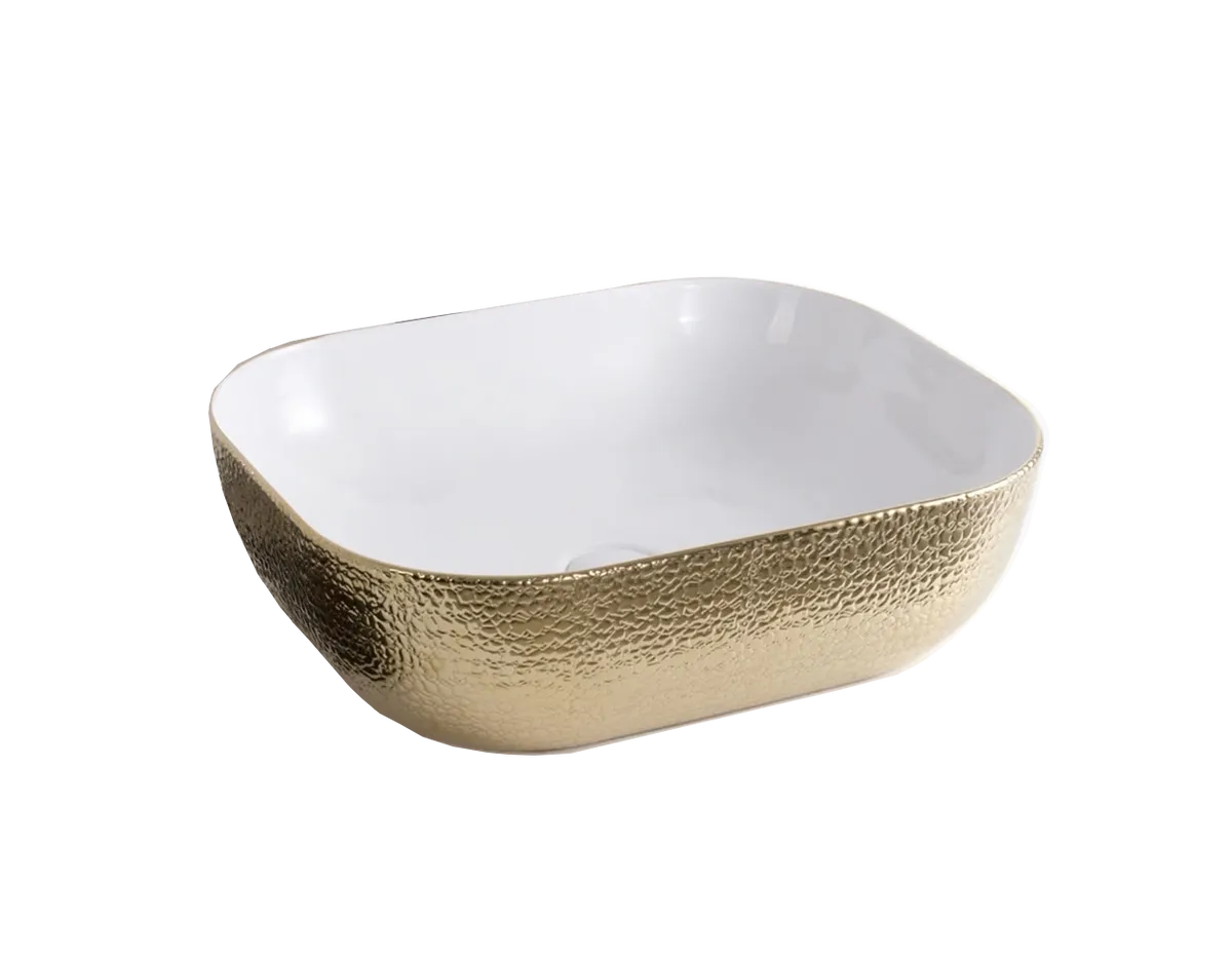 LEA WHITE/GOLD ART BASIN 505x405x135MM