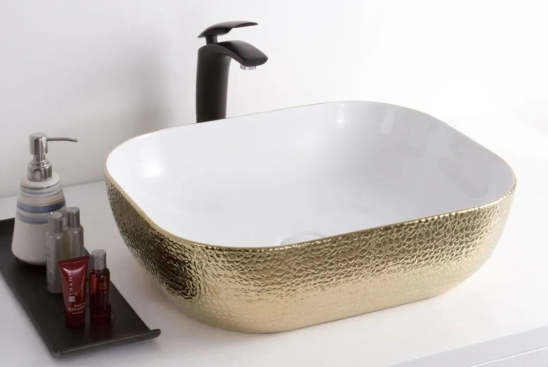 LEA WHITE/GOLD ART BASIN 505x405x135MM