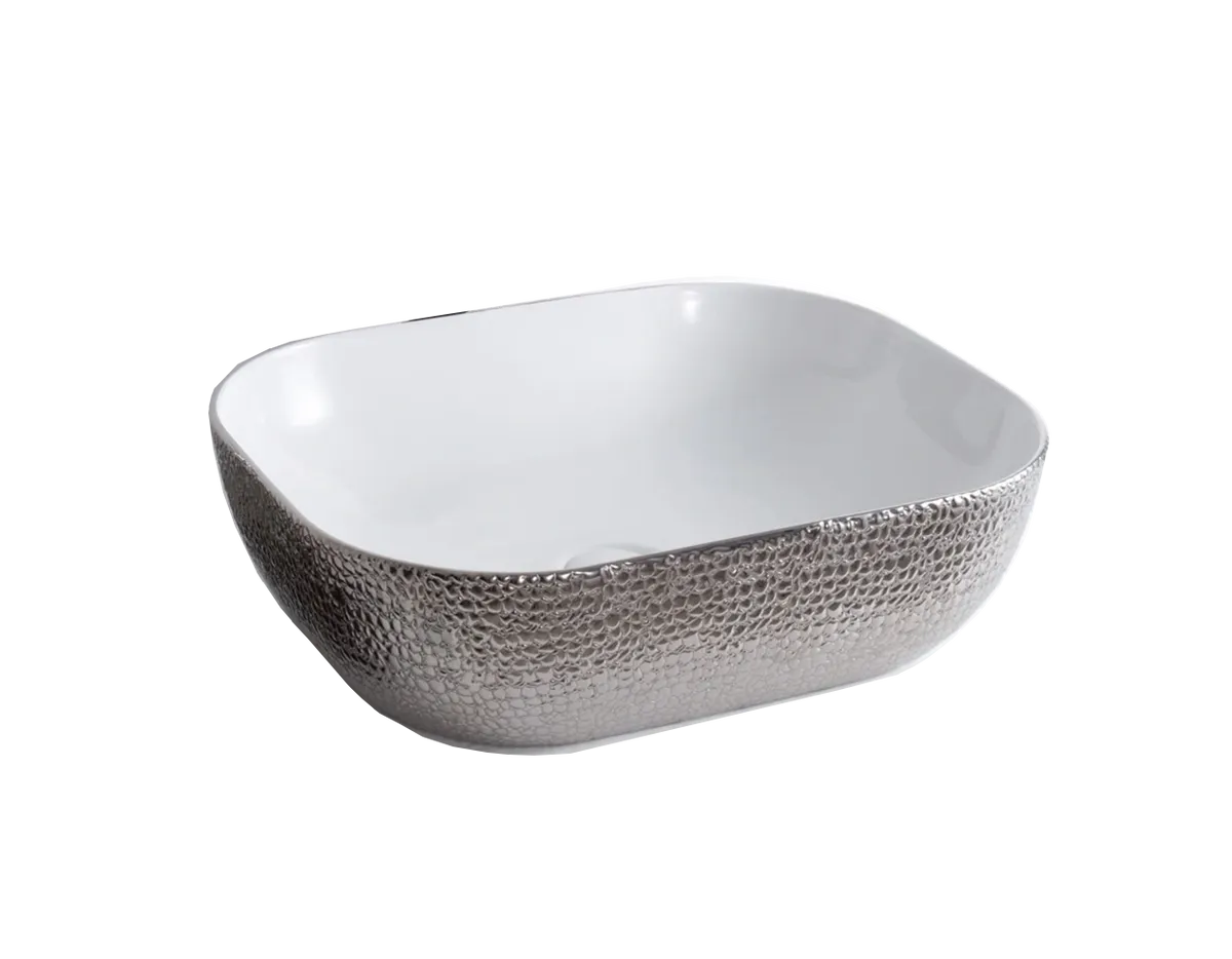 LEA WHITE/SILVER ART BASIN 505x405x135MM