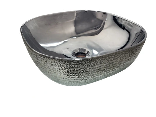 MAYA SQUARE SILVER ART BASIN 425x425x145MM