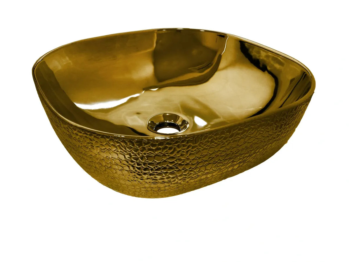 MAYA SQUARE GOLD ART BASIN 425x425x145MM