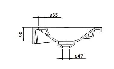 CLEAN WALL HUNG/FURNITURE BASIN WITH TOWEL RAIL 950x465x90MM