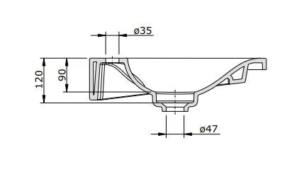 CLEAN WALL HUNG/FURNITURE BASIN WITH TOWEL RAIL 715x465x90MM