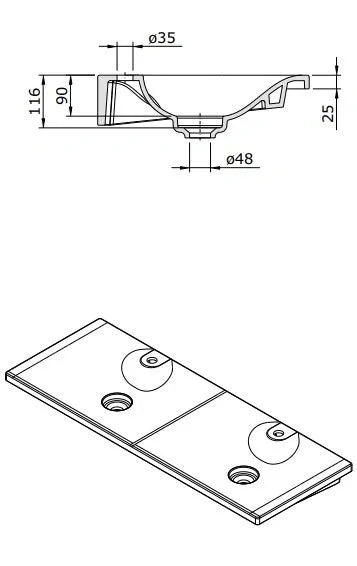 CLEAN DOUBLE WALL HUNG/FURNITURE BASIN 1227x465x116MM