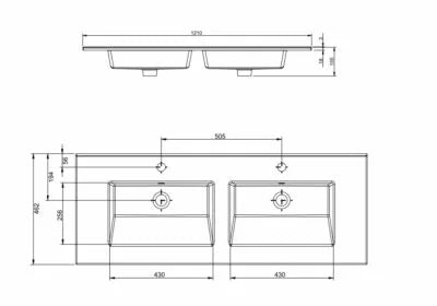 AREA DOUBLE FURNITURE BASIN 1210x462x155MM