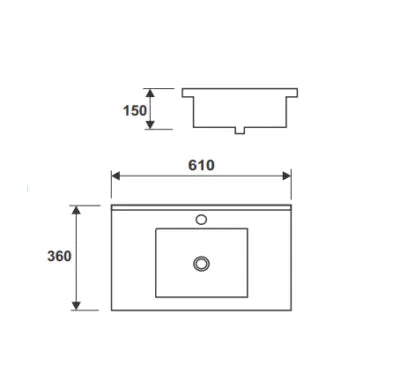 JASPER ABOVE COUNTER FURNITURE BASIN 610x360x150MM