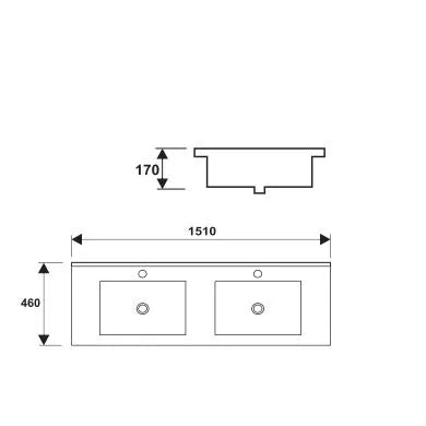 JASPER DOUBLE ABOVE COUNTER FURNITURE BASIN 1510x460x170MM