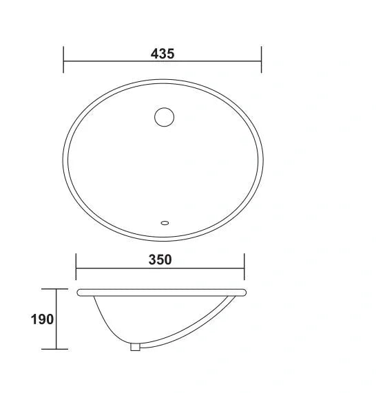 CALEDON UNDER COUNTER BASIN 435x350x190MM