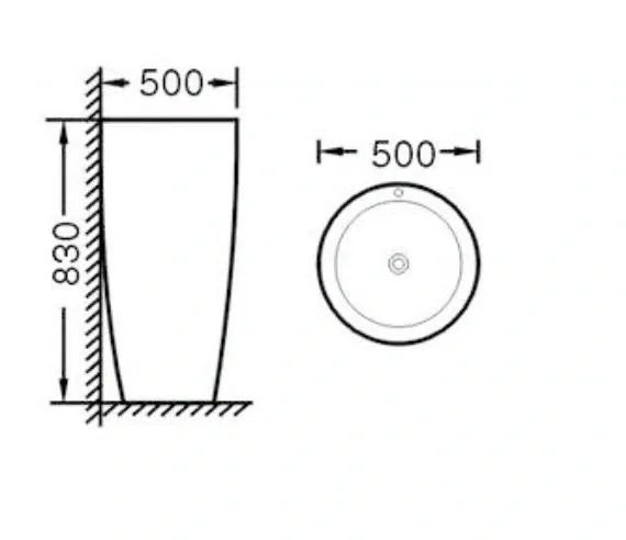 YUKON ROUND FLOOR STANDING PEDESTAL BASIN ᴓ500MM x830MM