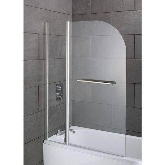 DOUBLE ROUND BATH SCREEN WITH TOWEL BAR CLEAR GLASS