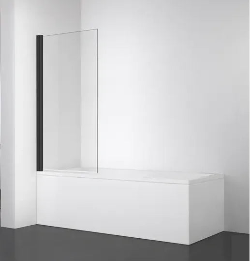 SQUARE BATH SCREEN WITH BLACK FRAME CLEAR GLASS