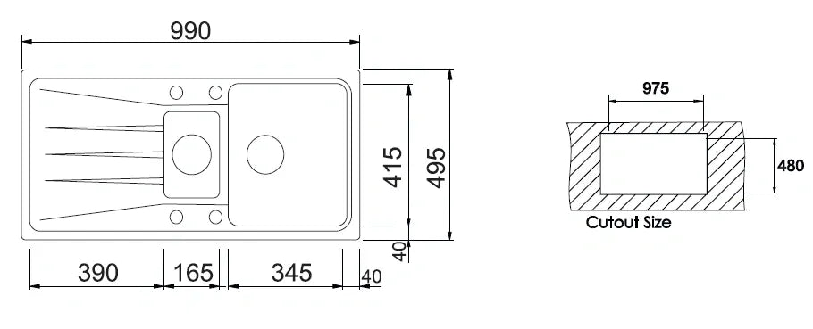 ZET 99 KITCHEN SINK 99×49.5CM