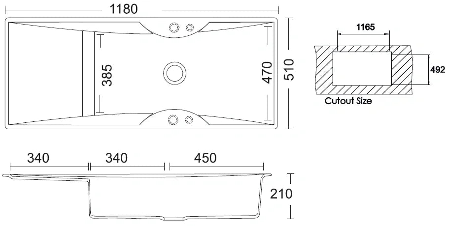 EASY 118 SUPER BOWL KITCHEN SINK 118x51CM